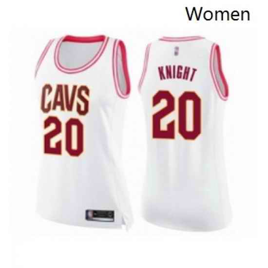 Womens Cleveland Cavaliers 20 Brandon Knight Swingman White Pink Fashion Basketball Jersey